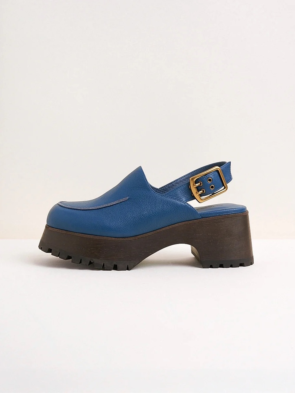 Charlotte Stone - 90s inspired blue leather slingback clog, BRAND NEW